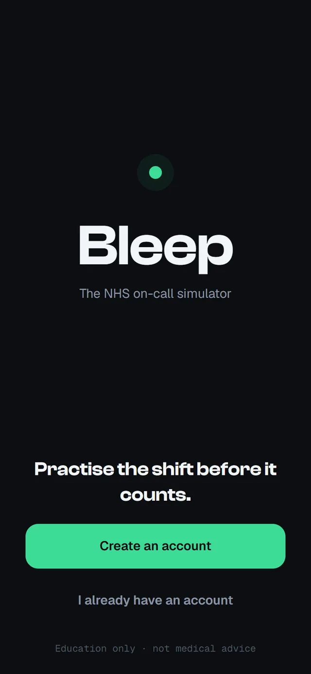 Chat-based on-call scenarios for UK medical students and junior doctors — practise the shift before it counts.